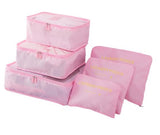 6pcs/set Nylon Packing Cube Large Capacity Double Zipper Waterproof Bag Luggage Clothes Tidy Sorting Pouch Portable Organizer