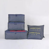 6pcs/set Nylon Packing Cube Large Capacity Double Zipper Waterproof Bag Luggage Clothes Tidy Sorting Pouch Portable Organizer