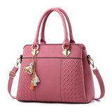 Fashion Women Handbags Tassel PU Leather Totes Bag Top-handle Embroidery Crossbody Bag Shoulder Bag Lady Simple Style Hand Bags