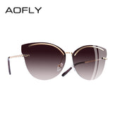 AOFLY Women's Glasses Cat Eye Rimless Frame
