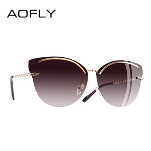 AOFLY Women's Glasses Cat Eye Rimless Frame