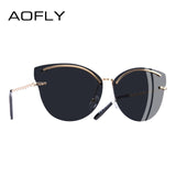 AOFLY Women's Glasses Cat Eye Rimless Frame