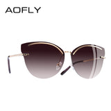 AOFLY Women's Glasses Cat Eye Rimless Frame