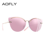 AOFLY Women's Glasses Cat Eye Rimless Frame