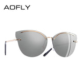 AOFLY Women's Glasses Cat Eye Rimless Frame