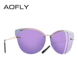 AOFLY Women's Glasses Cat Eye Rimless Frame