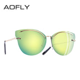 AOFLY Women's Glasses Cat Eye Rimless Frame