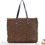 Women Handbag Summer Beach Bag Rattan Woven Handmade Knitted Straw Large Capacity Totes Leather Women Shoulder Bag Bohemia New