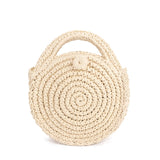 FGGS Round Paper rope Beach Bag Summer mini Vintage Handmade Crossbody straw Bag Girls Circle Rattan bag Small Bohemian Shoulder