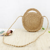 FGGS Round Paper rope Beach Bag Summer mini Vintage Handmade Crossbody straw Bag Girls Circle Rattan bag Small Bohemian Shoulder