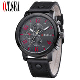 Hot Sales O.T.SEA Brand Soft Pu Leather Watch Men Military Sports Quartz Wristwatch Relogio Masculino 8192