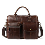 TIANHOO leather bags mens shoulder bag real cowwide layer genuine leather bag messenger & 14 inch laptop bags briefcase for work