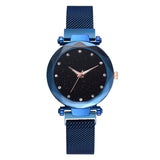 Top Brand Watches For Women Rose Gold Mesh Magnet Buckle Starry Quartz Watch Geometric Surface Casual Women Quartz Wristwatch