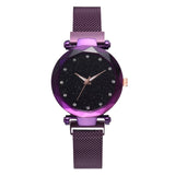 Top Brand Watches For Women Rose Gold Mesh Magnet Buckle Starry Quartz Watch Geometric Surface Casual Women Quartz Wristwatch