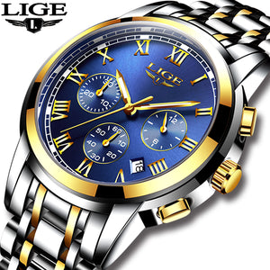 2018 New Watches Men Luxury Brand LIGE Chronograph Men Sports Watches Waterproof Full Steel Quartz Men's Watch Relogio Masculino