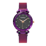 Luxury Diamond Rose Gold Women Watches Fashion Ladies Starry Sky Magnetic Watch Casual Mesh Steel Rhinestone Female Wristwatch