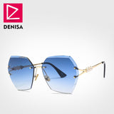 DENISA Women's Glasses Polygon Rimless