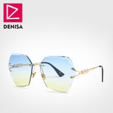 DENISA Women's Glasses Polygon Rimless
