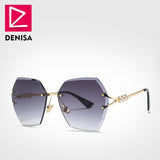 DENISA Women's Glasses Polygon Rimless