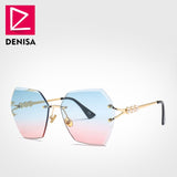 DENISA Women's Glasses Polygon Rimless