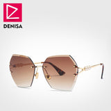 DENISA Women's Glasses Polygon Rimless