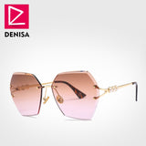 DENISA Women's Glasses Polygon Rimless