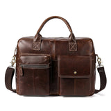 TIANHOO leather bags mens shoulder bag real cowwide layer genuine leather bag messenger & 14 inch laptop bags briefcase for work