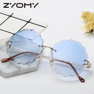 ZYOMY Women's Glasses Rimless Flower