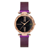 Luxury Rose Gold Women Watches Minimalism Starry Sky Magnetic Fashion Casual Female Wristwatch Waterproof Roman Numeral for Gift