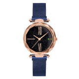 Luxury Rose Gold Women Watches Minimalism Starry Sky Magnetic Fashion Casual Female Wristwatch Waterproof Roman Numeral for Gift