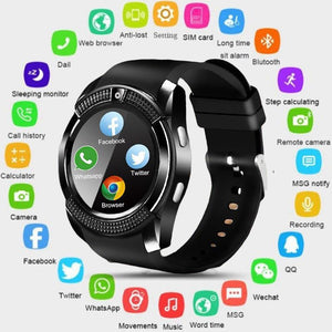 Smart Watch V8 Men Bluetooth Sport Watches Women Ladies Rel gio Smartwatch with Camera Sim Card Slot Android Phone PK DZ09 Y1 A1