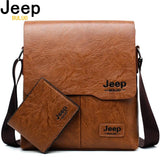 Men Tote Bags Set JEEP BULUO Famous Brand New Fashion Man Leather Messenger Bag Male Cross Body Shoulder Business Bags For Men