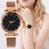 2019 Hot Sale Starry Sky Watch Women's Luxury Magnetic Magnet Buckle Quartz Wristwatch Geometric Surface Female Diamond Watches
