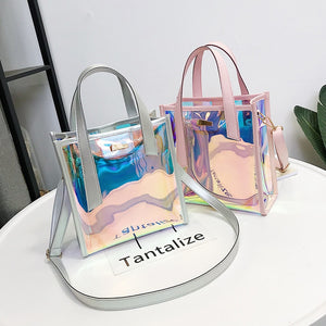 2018 New Brand Women 's Handbags Laser Korean Style Bags Transparent Shoulder Bags Jelly Candy Strap Clear Women Bag