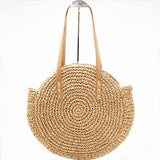 Woven Rattan Bag Round Straw Shoulder Bag Small Beach HandBags Women Summer Hollow Handmade Messenger Crossbody Bags