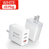 ESSAGER 3.0 USB 30W Quick Charger, Multi Plug