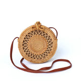 Woven Rattan Bag Round Straw Shoulder Bag Small Beach HandBags Women Summer Hollow Handmade Messenger Crossbody Bags