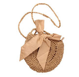 Woven Rattan Bag Round Straw Shoulder Bag Small Beach HandBags Women Summer Hollow Handmade Messenger Crossbody Bags