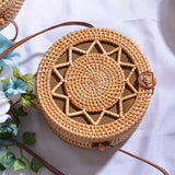 Woven Rattan Bag Round Straw Shoulder Bag Small Beach HandBags Women Summer Hollow Handmade Messenger Crossbody Bags