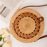 Woven Rattan Bag Round Straw Shoulder Bag Small Beach HandBags Women Summer Hollow Handmade Messenger Crossbody Bags