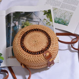 Woven Rattan Bag Round Straw Shoulder Bag Small Beach HandBags Women Summer Hollow Handmade Messenger Crossbody Bags