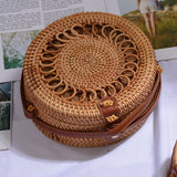 Bali Island Hand Woven Bag Round Bag buckle Rattan  Straw Bags Satchel Wind Bohemia Beach Circle Bag
