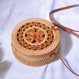 Bali Island Hand Woven Bag Round Bag buckle Rattan  Straw Bags Satchel Wind Bohemia Beach Circle Bag