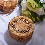 Bali Island Hand Woven Bag Round Bag buckle Rattan  Straw Bags Satchel Wind Bohemia Beach Circle Bag