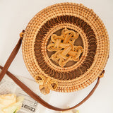 Bali Island Hand Woven Bag Round Bag buckle Rattan  Straw Bags Satchel Wind Bohemia Beach Circle Bag