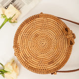 Bali Island Hand Woven Bag Round Bag buckle Rattan  Straw Bags Satchel Wind Bohemia Beach Circle Bag
