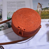 Bali Island Hand Woven Bag Round Bag buckle Rattan  Straw Bags Satchel Wind Bohemia Beach Circle Bag