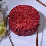 Bali Island Hand Woven Bag Round Bag buckle Rattan  Straw Bags Satchel Wind Bohemia Beach Circle Bag