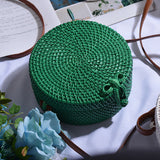 Bali Island Hand Woven Bag Round Bag buckle Rattan  Straw Bags Satchel Wind Bohemia Beach Circle Bag