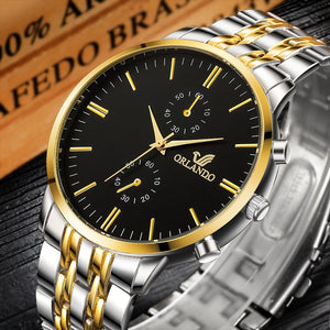 Mens Watches Top Brand Luxury Orlando Clock Stainless Steel Men's Watch Men Watch erkek kol saati reloj hombre relogio masculino